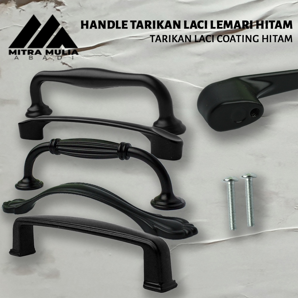 Tarikan Laci Coating Hitam | Handle Gagang Pintu Lemari | Handle Laci