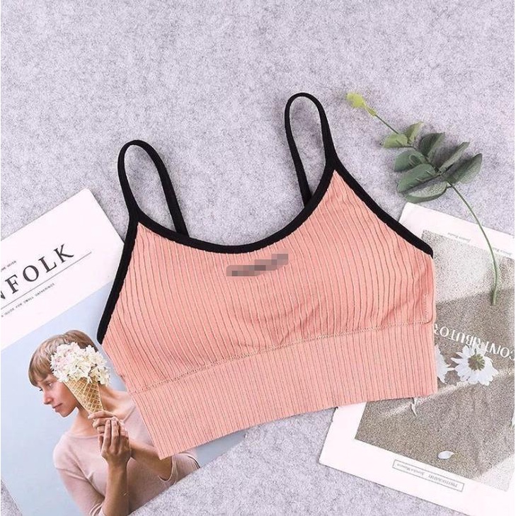 Gratis Ongkir - F5215 Pakaian Dalam Olahraga Wanita / Bra Sport Wanita Tanpa Kawat / BH Gym-Pink