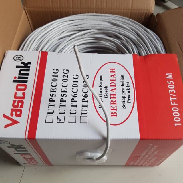 KABEL UTP VASCOLINK CAT 5E 305M 1000FEET KABEL JARINGAN ROL