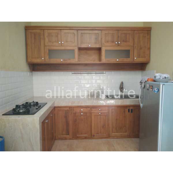 Kitchen set kayu jati - Lemari dapur kayu jati - Jasa pembuatan furniture bahan kayu jati
