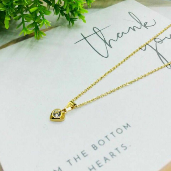 GG Kalung Love Single Diamond Titanium