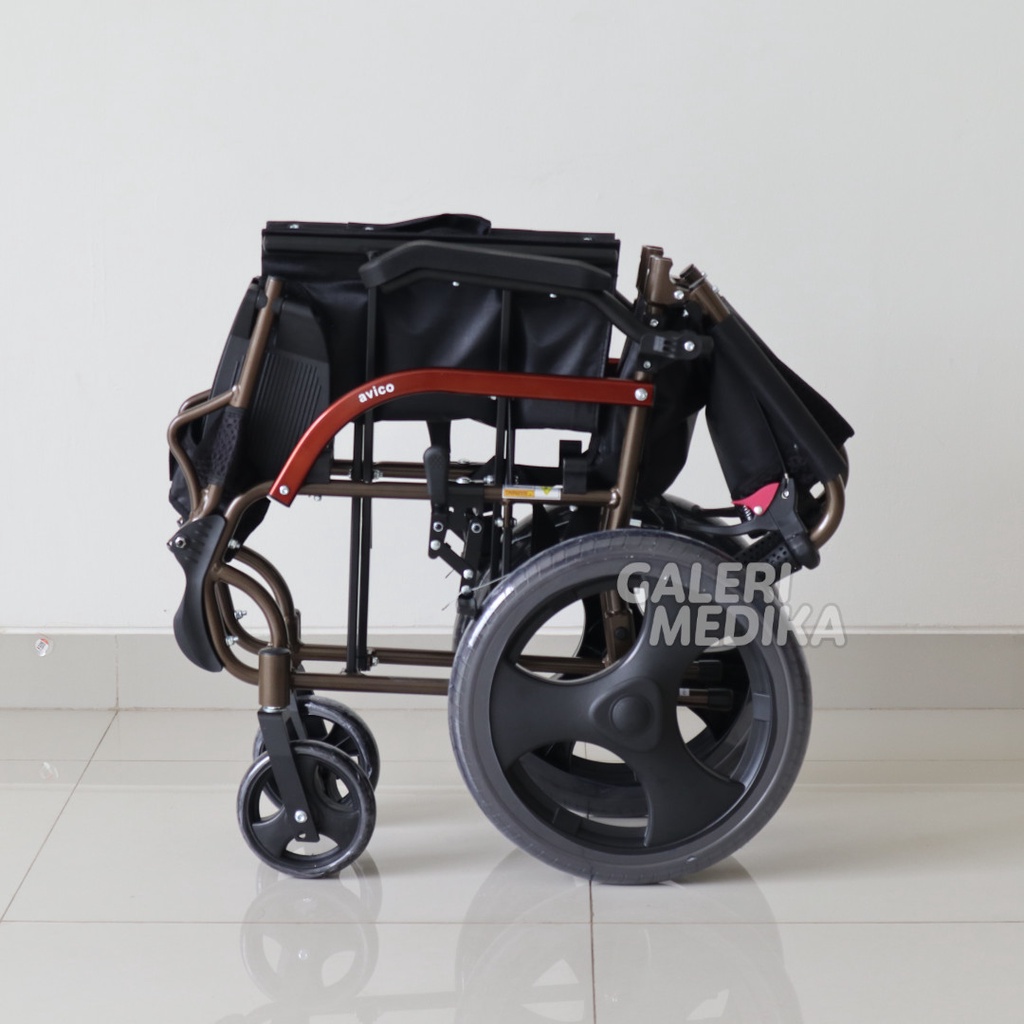 KHUSUS GOJEK/GRAB Kursi Roda Travelling Avico Athena - Travel Wheelchair Bisa Lipat (Roda Kecil) 15 Inchi