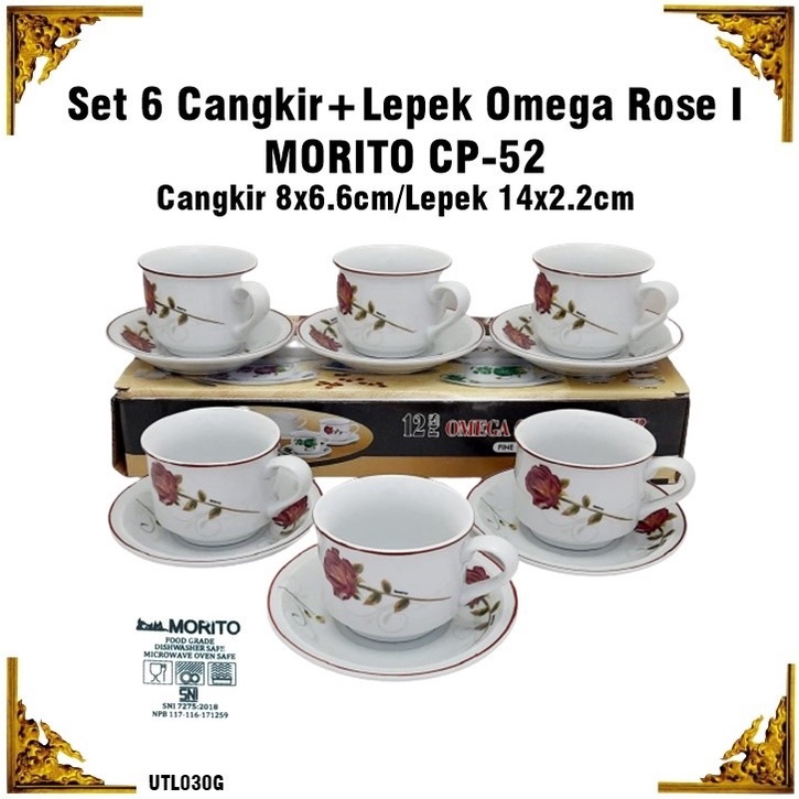 [Set 12pcs] Set Cangkir+Lepek Keramik Omega Rose I MORITO CP-53