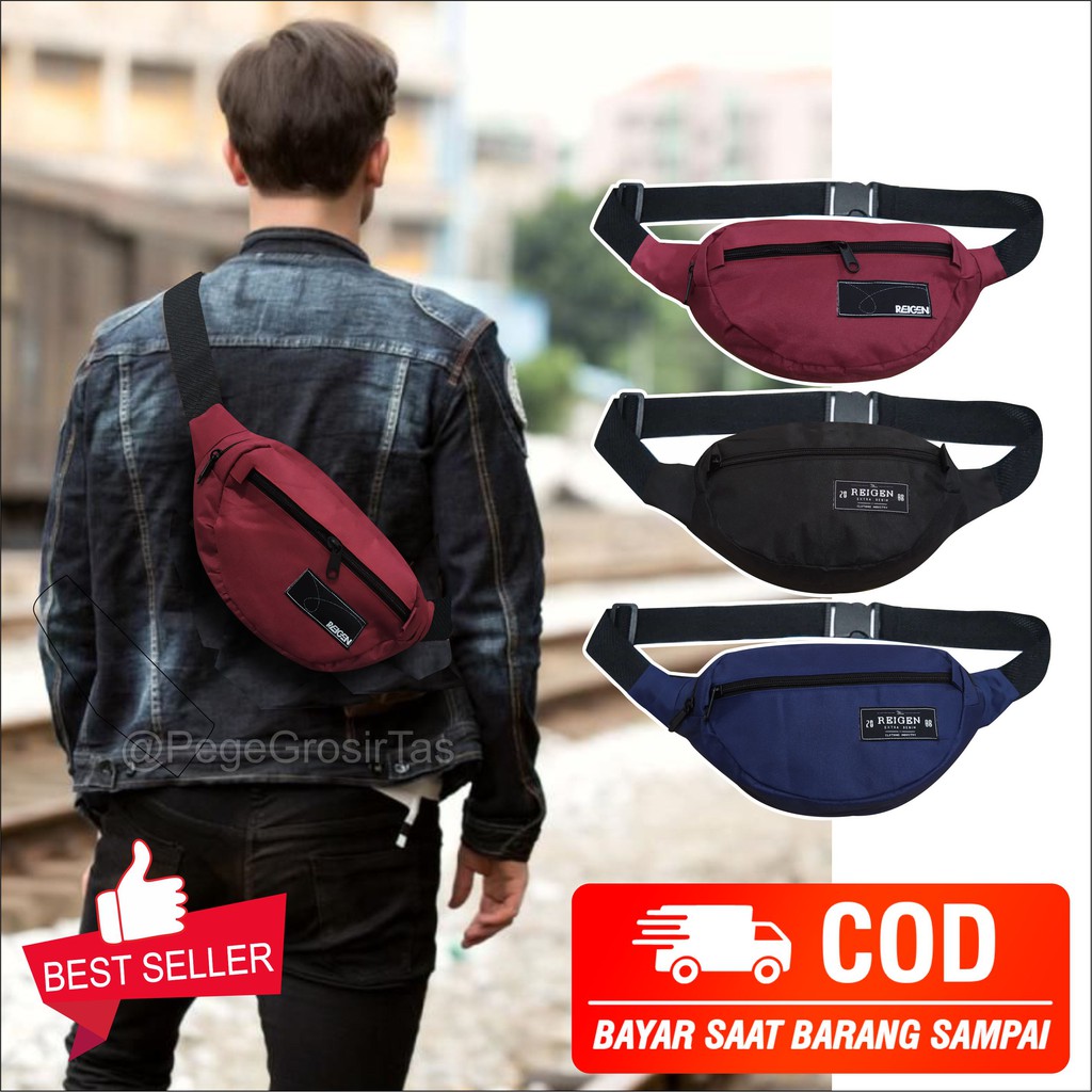 Tas Selempang Waistbag Pria Polos Model Kasual Distro Pria Bisa Untuk Tas Pinggang Slingbag Bahu - PG 8816