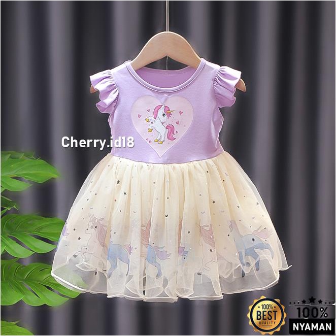 Cherry COD Dress Anak Unicorn / Baju Anak Perempuan / Baju Unicorn / Baju Pesta Anak Perempuan D41