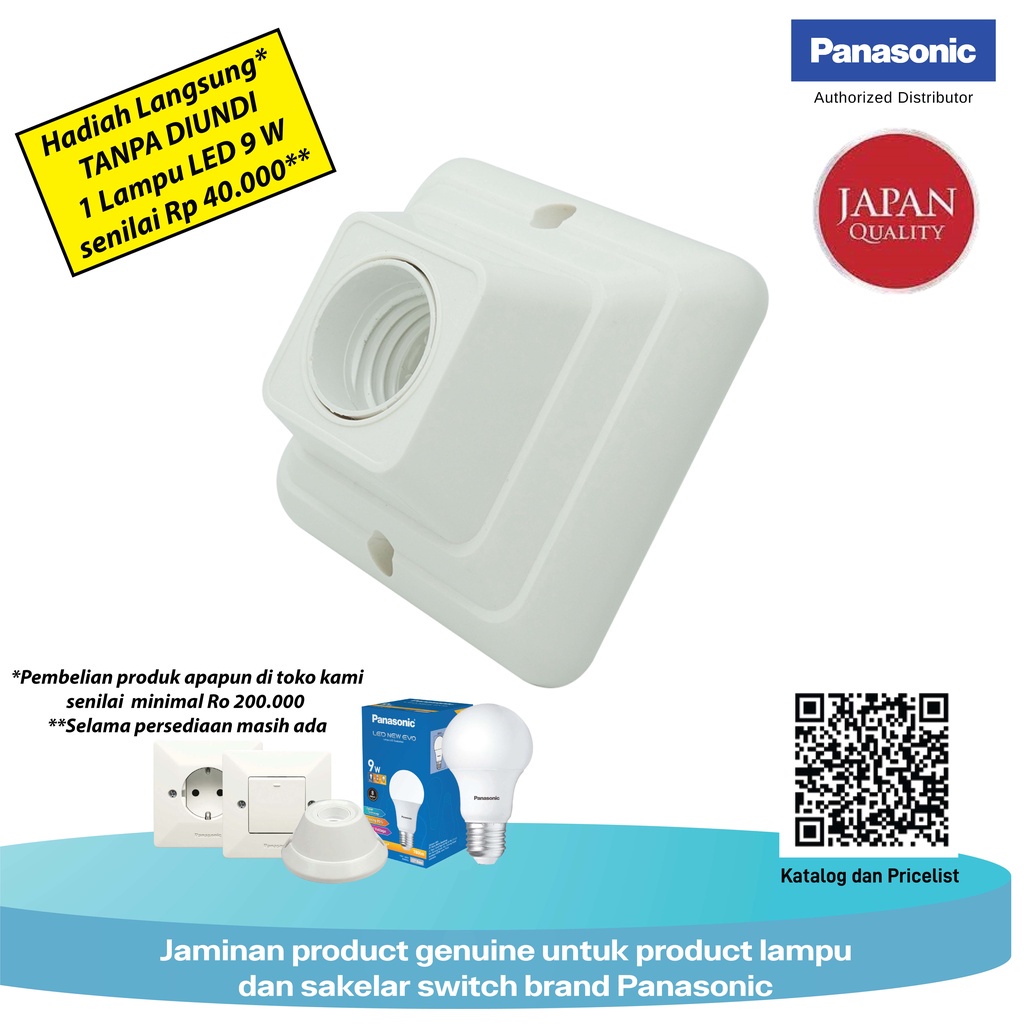 Fitting Lampu Plafon Rumah Panasonic Outbow Segi Empat Original NLP52202, Dudukan Lampu Rumah Outbow