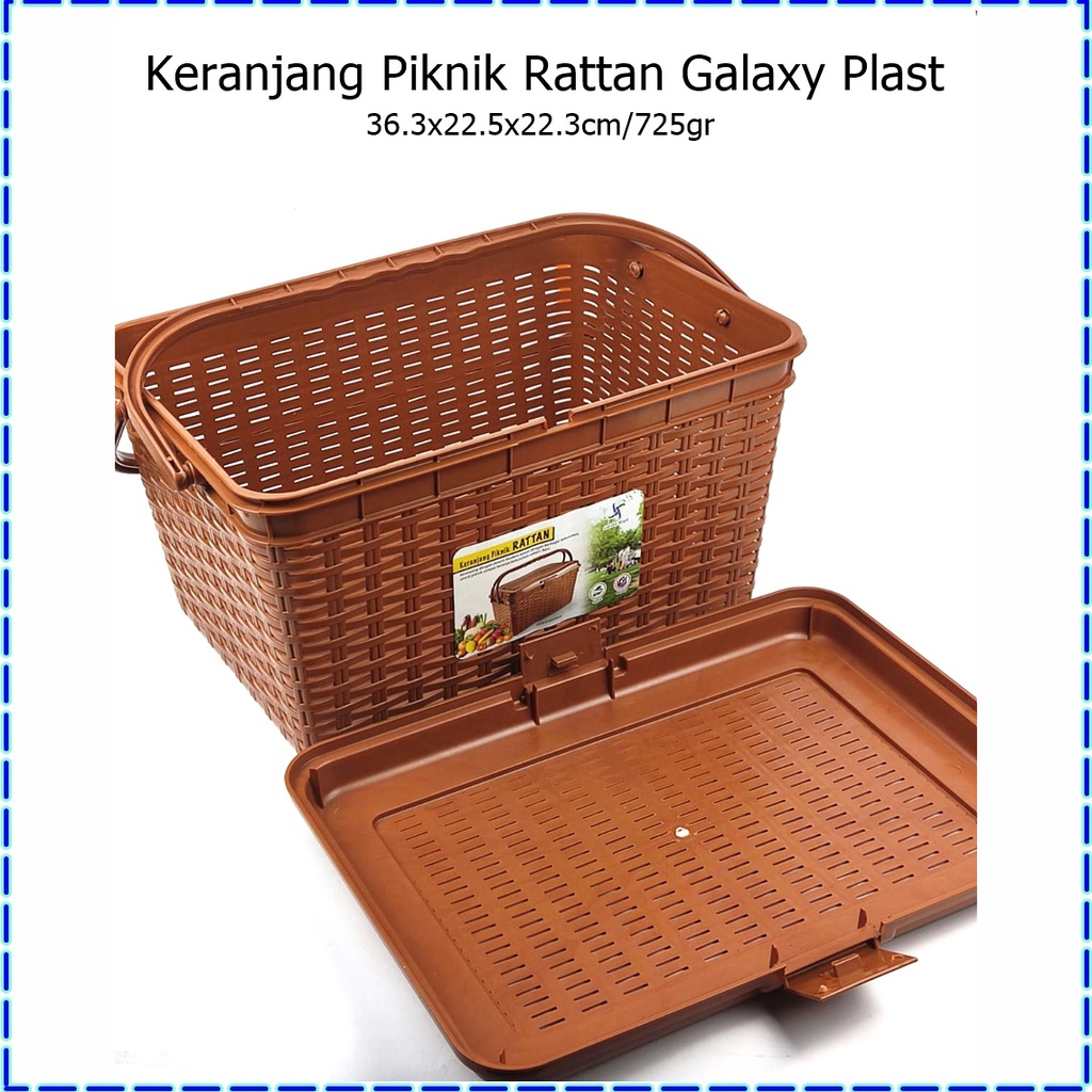 Keranjang Piknik Rattan/Keranjang Peyimpanan Makanan Galaxy Plast