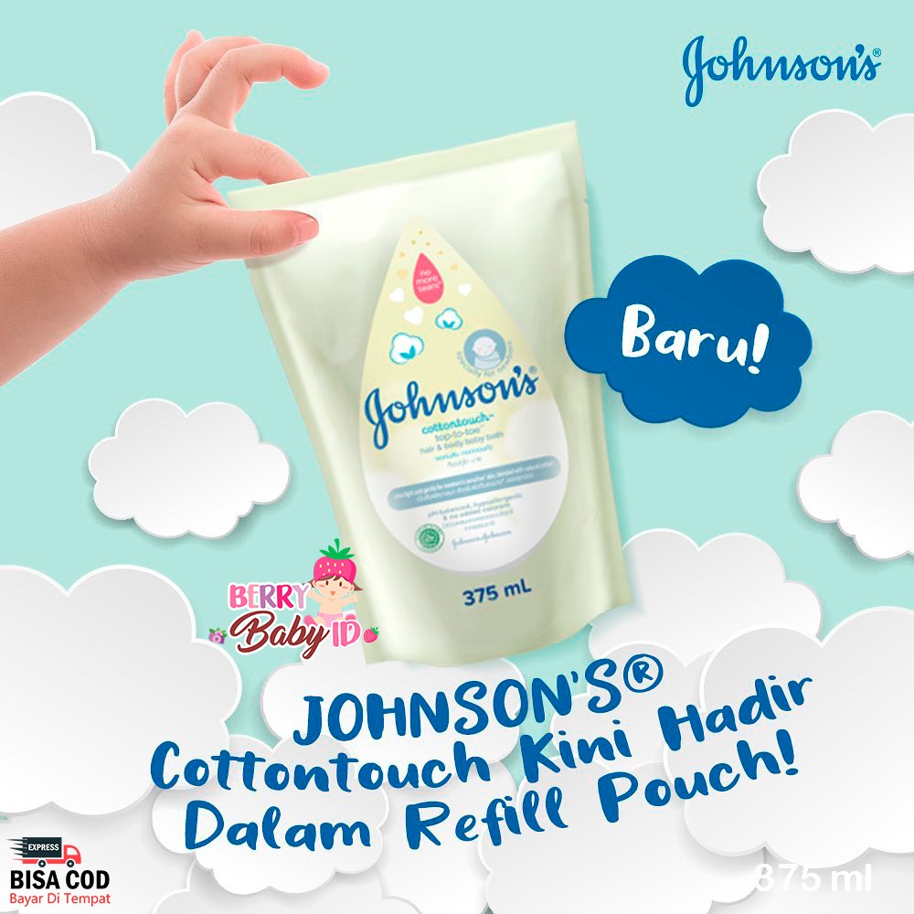 Johnson's Cottontouch Hair &amp; Body Baby Bath Shampo Sabun Bayi 375 ml Berry Mart