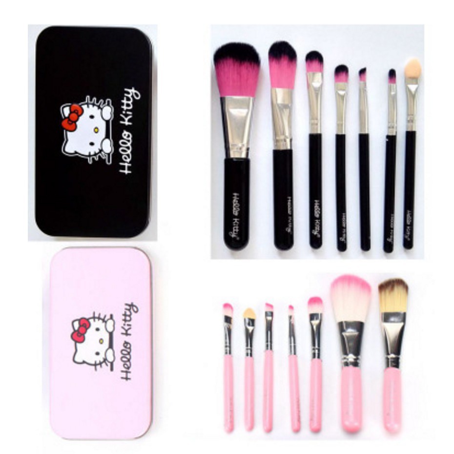 `ღ´ PHINKL `ღ´ Hello kitty kuas set kaleng makeup kosmetik untuk aplikasi eyeshadow eyebrow blush on