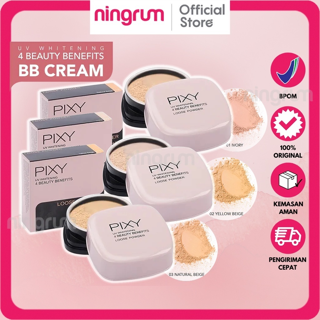 Ningrum - Pixy UV Whitening 4 Beauty Benefit Loose Powder | Bedak Tabur Make Up Makeup | Kosmetik Kecantikan Wajah Pixy - 8005