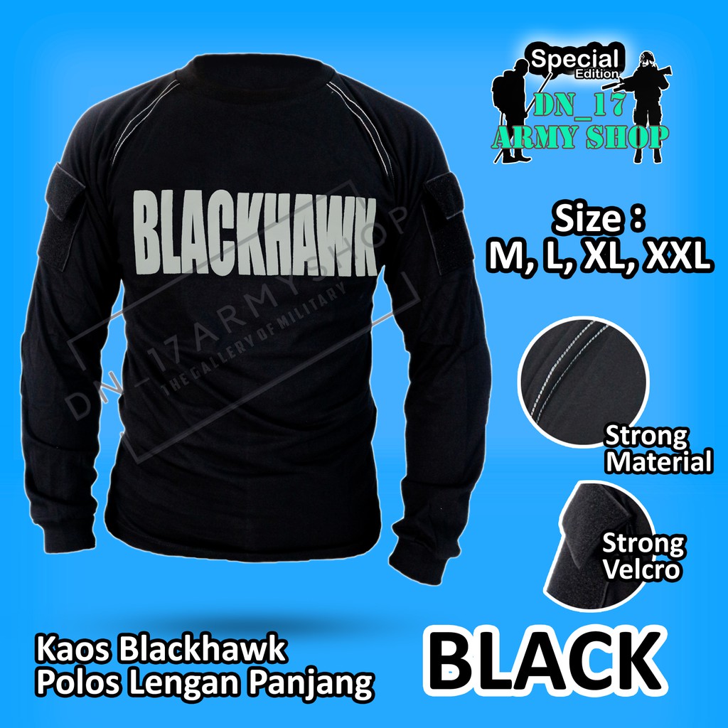 Kaos Panjang Blackhawk Hitam, Abu tua Katun Combed