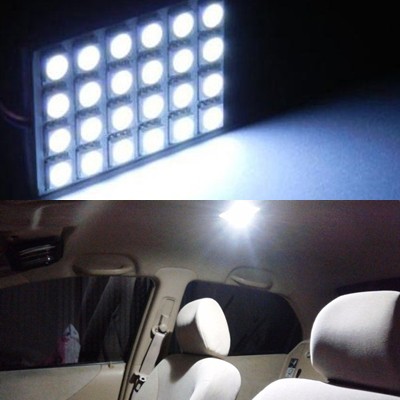 Lampu Platfon Kabin Mobil LED 5050 24 titik Warna Putih White Bright free Socket Festoon, T10