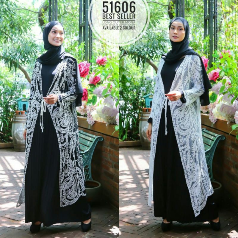 LACE OUTER CARDIGAN BLOOMY// LONG  OUTER MATAHARI // ORIGINAL IMPORT BANGKOK-51606 hitam