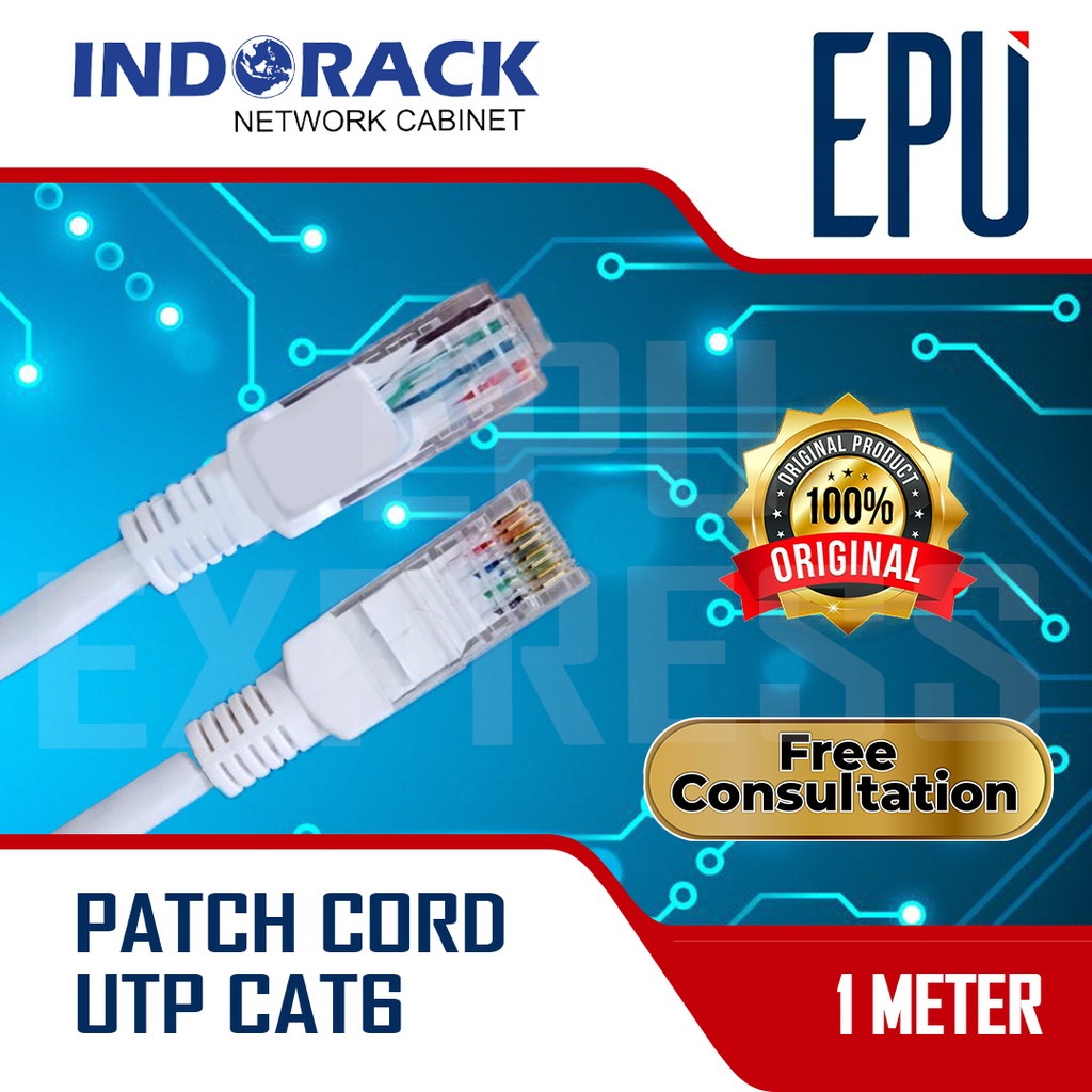 Indorack 1m Kabel Lan Cat6 Cat.6 UTP Ethernet Patch Cord Cable