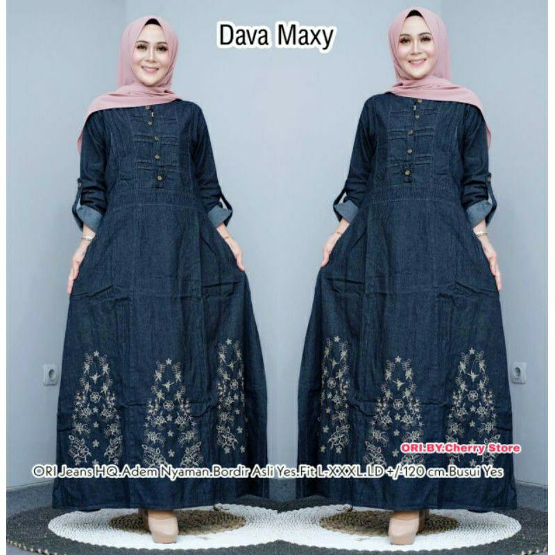 DAVA GAMIS JEANS JUMBO /GAMIS TERBARU 2021/GAMIS JEANS ORI/BUSUI