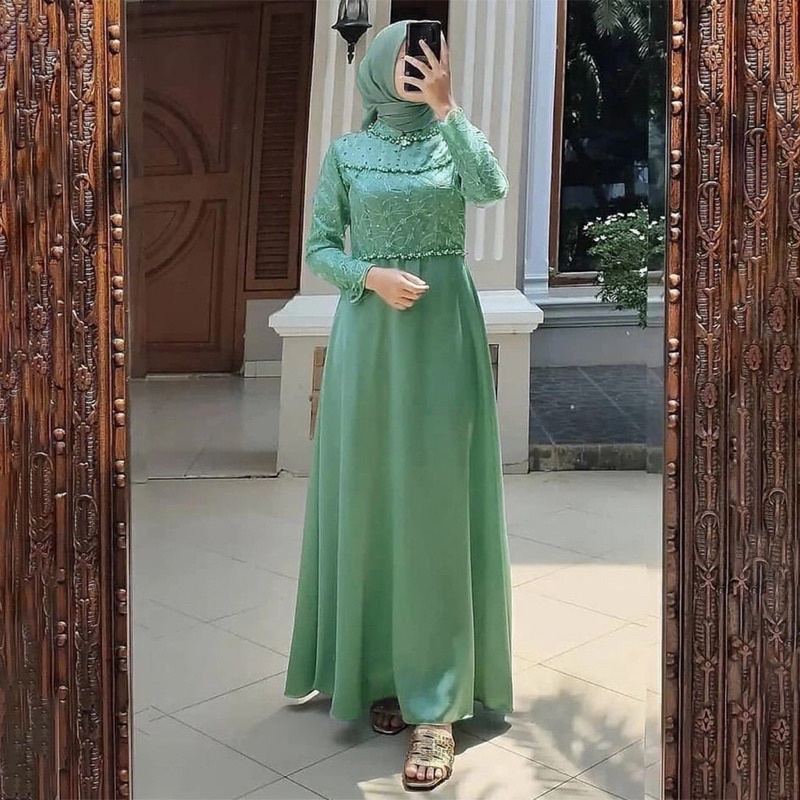 Aldine Gamis Pesta Brukat Tile/ Gamis Kondangan Seragam/ Fashion Muslim