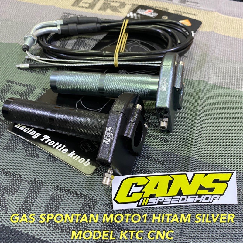 TERMURAH GAS SPONTAN MOTO 1 RACING CNC 2 KABEL GREY BLACK MODEL KTC KYTACO