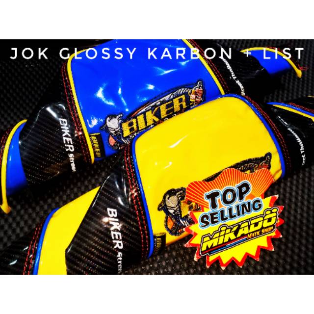 Jok glossy karbon plus list warna kuning biru beat vario scoopy mio vega glosi glosy Jupiter supra