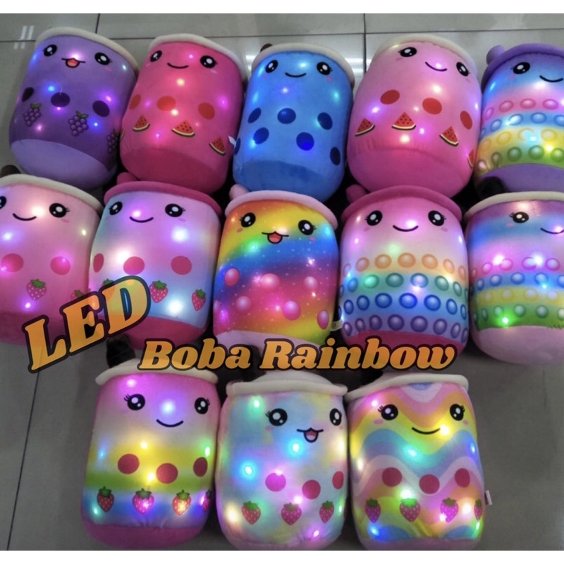 Boneka Boba Brown sugar milk tea Strawberry LED Jumbo