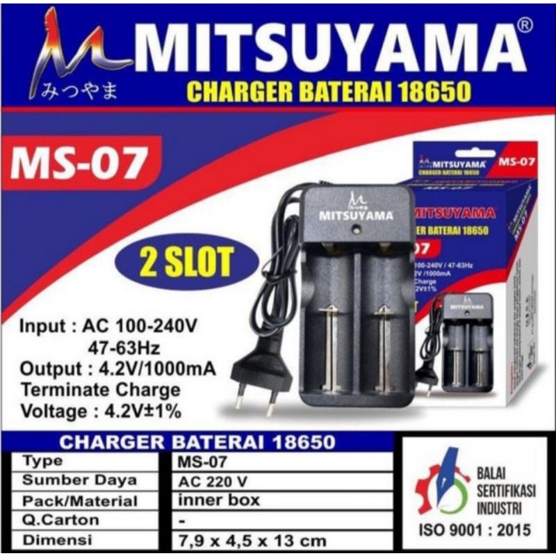 Charger Baterai 2 Slot Mitsuyama MS-07 Bisa Berbagai Ukuran Baterai