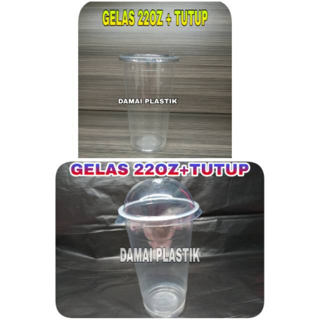 Gelas / Cup 22oz + Tutup Cembung 22 oz