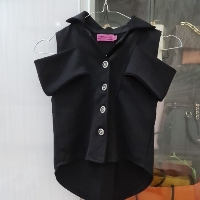 atasan scuba sabrina pita hitam kancing anak preloved