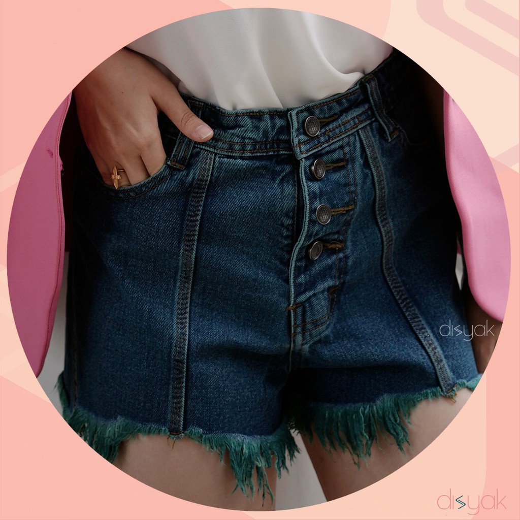 DISYAK - Hotpants Jeans Full Buttons Bio Green 1014-2014