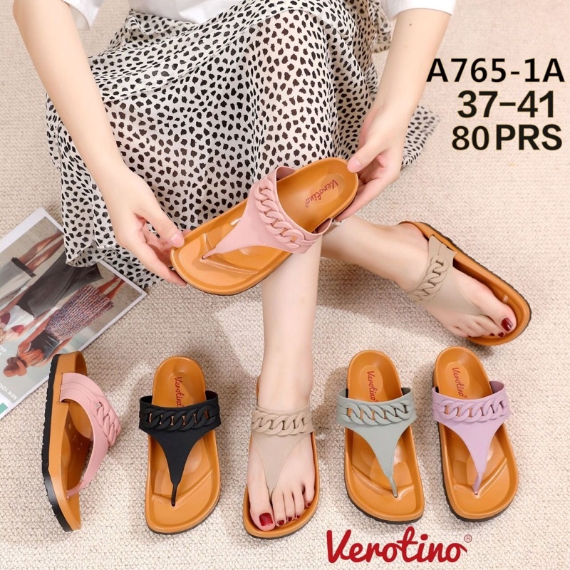 Sandal Jepit Jelly Verotino A765-1A Sandal Jepit Kokop Motif Rantai Terbaru