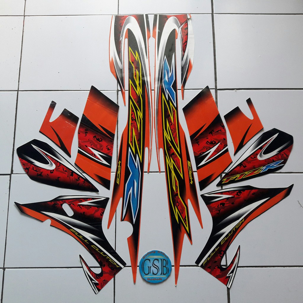 striping stiker motor yamaha f1zr 2005 hitam-orange