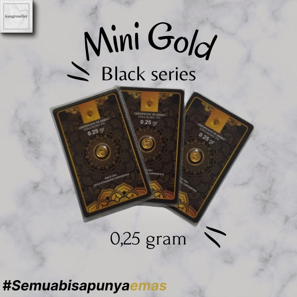 Mini Gold 0,25 Gram Black Series Logam Mulia Koin Emas Mini Kecil 24 Karat 0.25 Gr