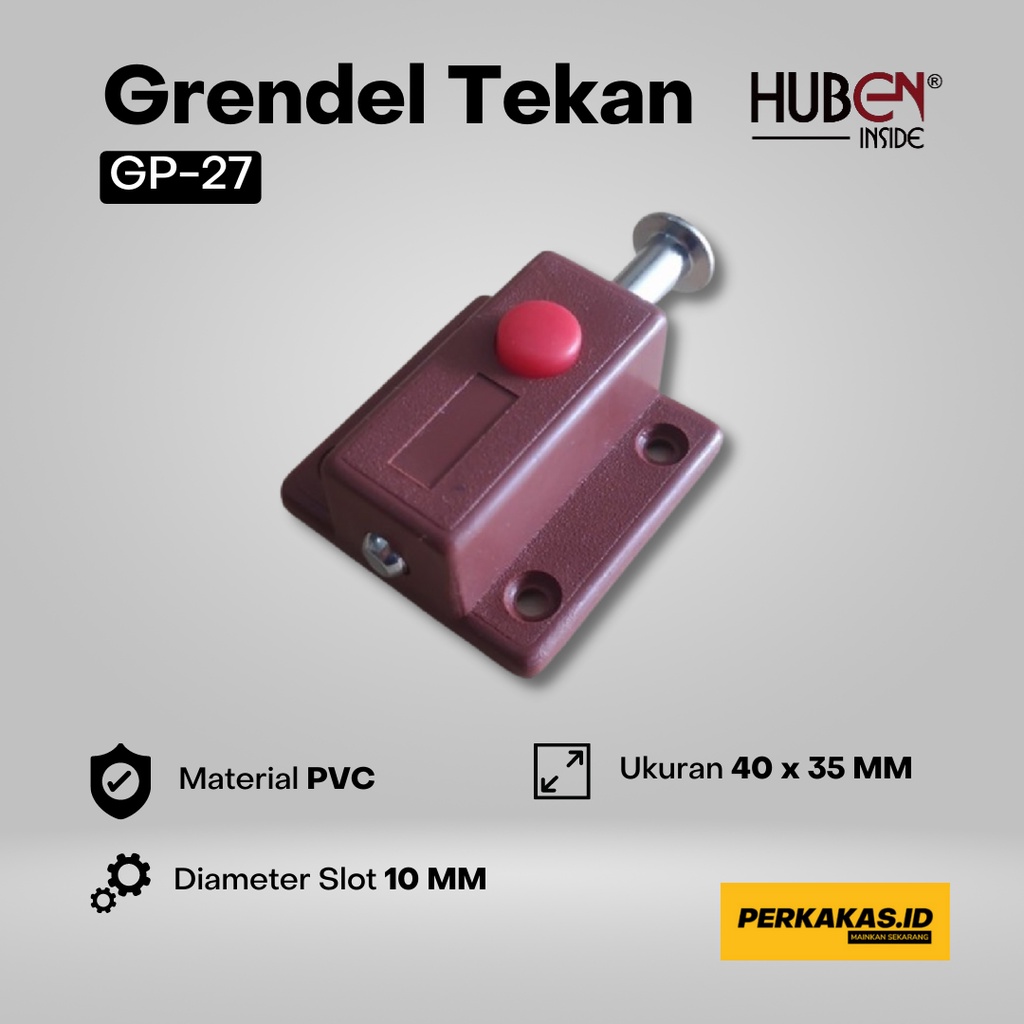 Grendel Pintu Tekan Huben Otomatis Coklat GP27