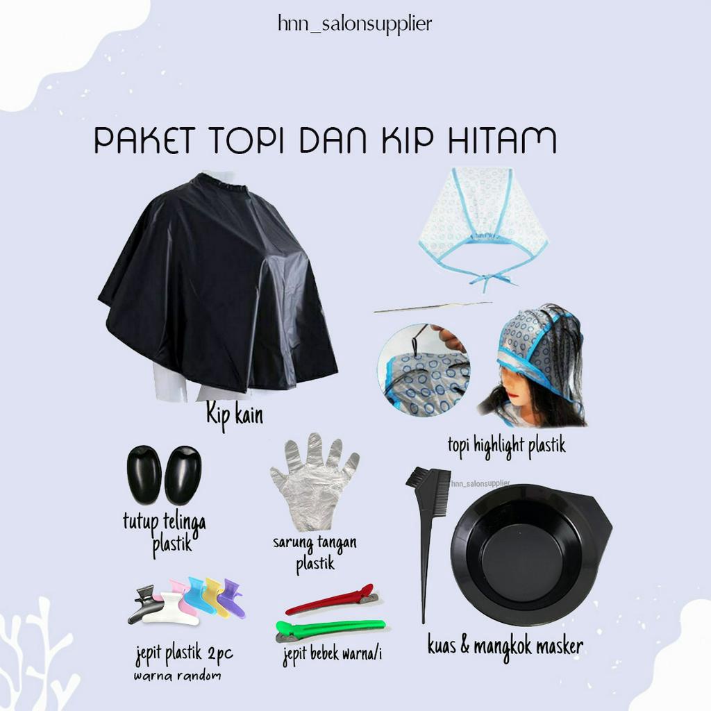 Paket Perlengkapan Cat Rambut Semir Toning Bleaching Topi Highlight Plastik