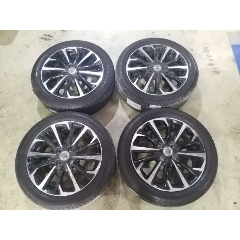 Velg Mobil Bekas original Toyota yaris Ring 16 pcd 4x100 +Ban Bridgestone 195 50 r16 buat calya agya