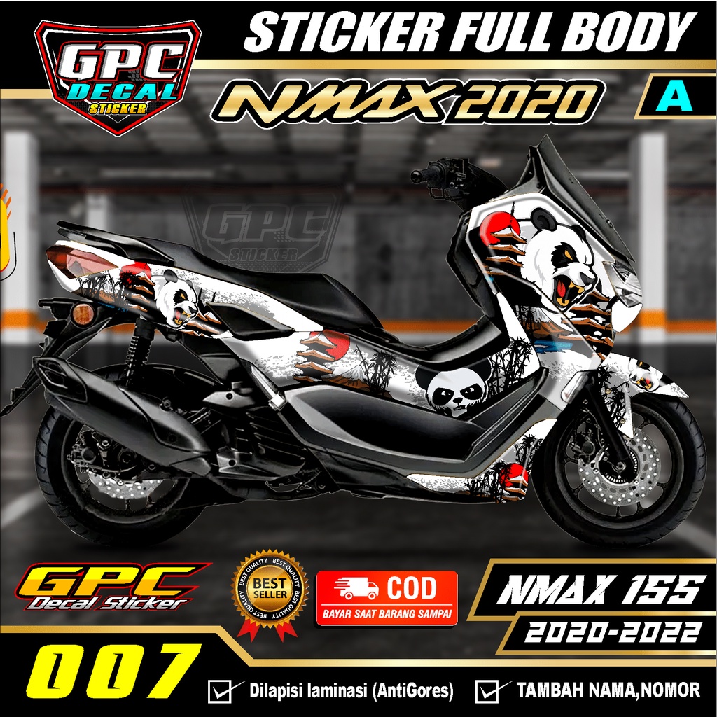 Decal Sticker Yamaha Nmax new 2020 Fullbody Panda Zombie Energi biru merah-007