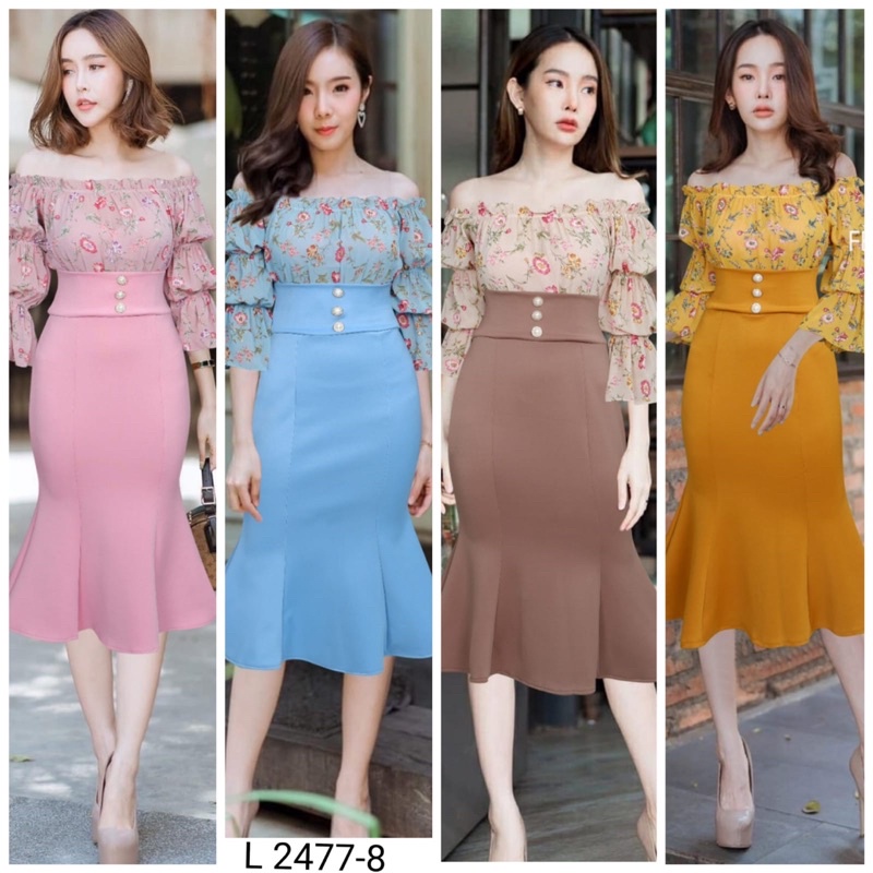DRESS ROK MERMAID BEST SELLER DRESS DUYUNG DRESS BAJU LENGAN SABRINA PANJANG SCUBA PREMIUM FASHION W