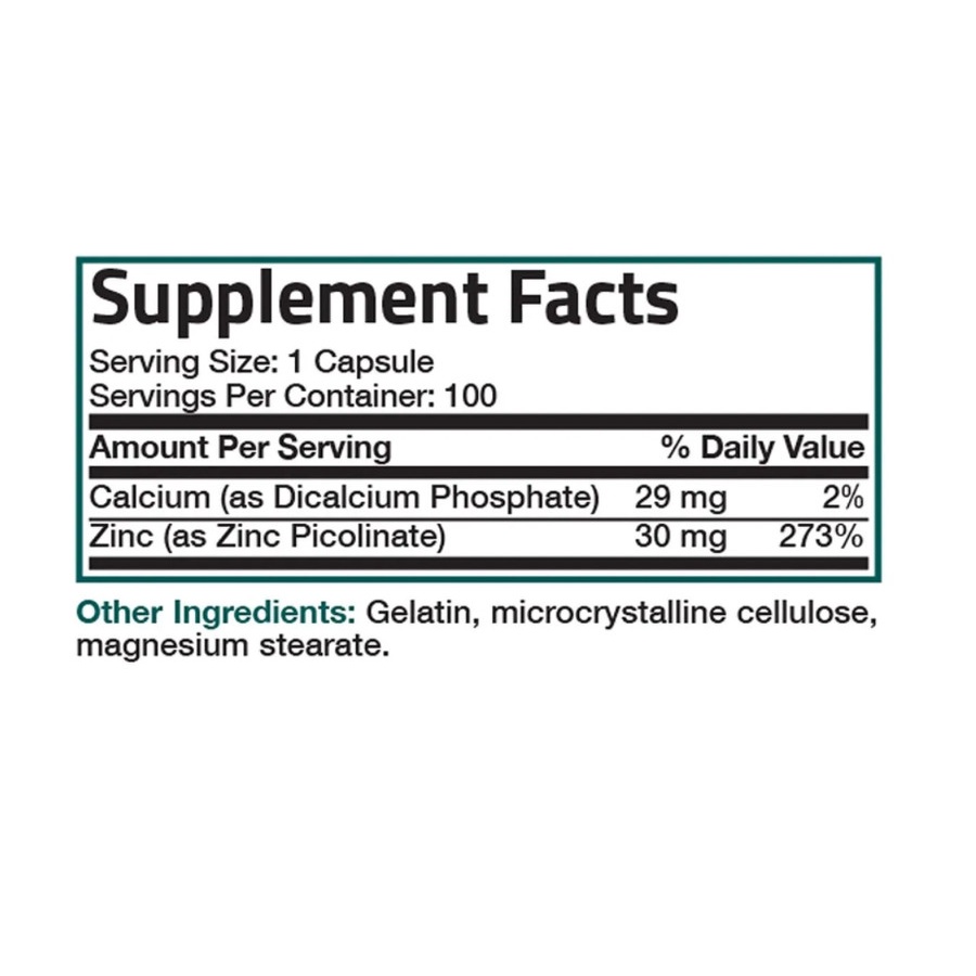 Bronson Zinc Picolinate 30 Mg with Calcium Immune Cold Antioxidant