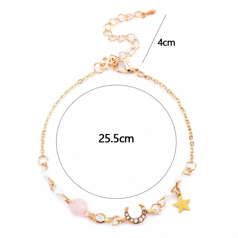 GELANG WANITA HIASAN PEREMPUAN BULAN BINTANG ELEGAN ANTI KARAT STAR MOON CHARM KOREA COUPLE GELANG CEWEK KLASIK SILVER SR03