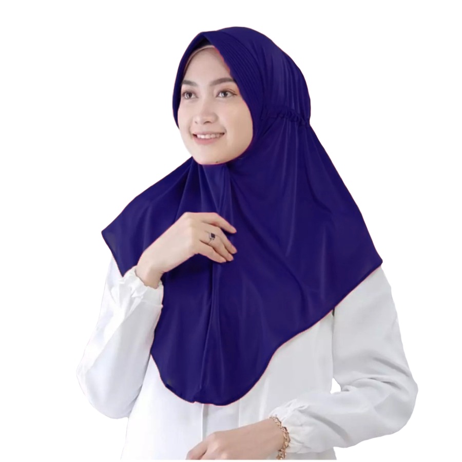 Jilbab Serut Jokowi / Hijab Instan Serut Jersey ukuran 70x75cm Ori termurah-Navy