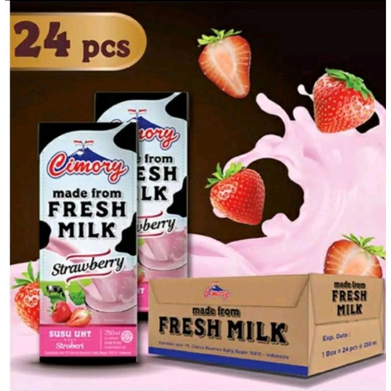 

susu cimory UHT 250 ml rasa strawbery harga 1karton isi 24