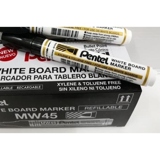 

♕ Spidol Pentel Boardmarker MW45 - Hitam (Pack 12 Pcs) ☂