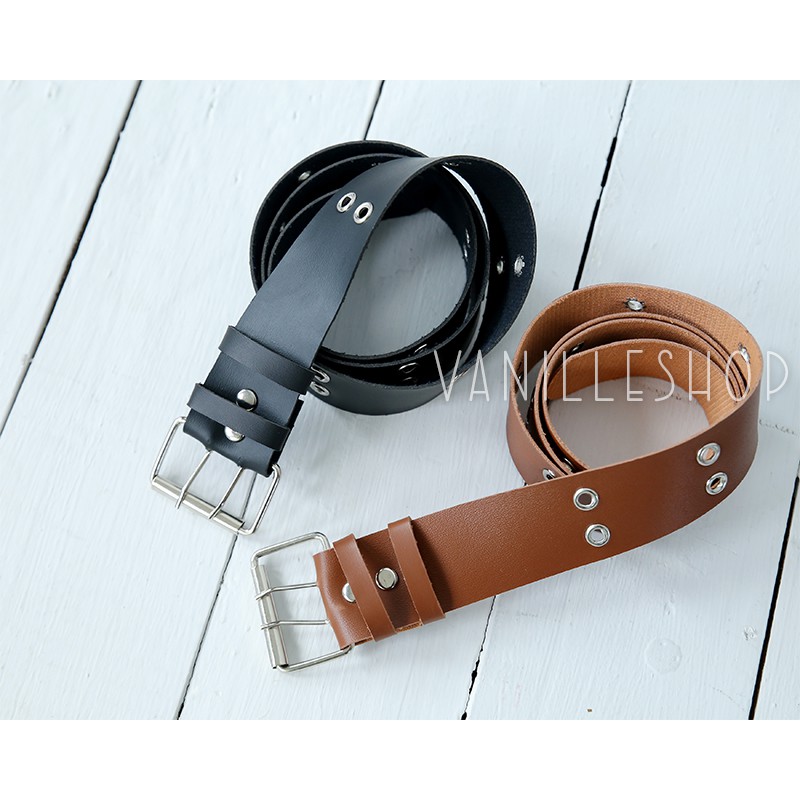 VANILLESHOP - Ikat Pinggang Wanita Ring Belt KOREA BELTIC EYELETS STRADY-COKLAT BESAR MURMER