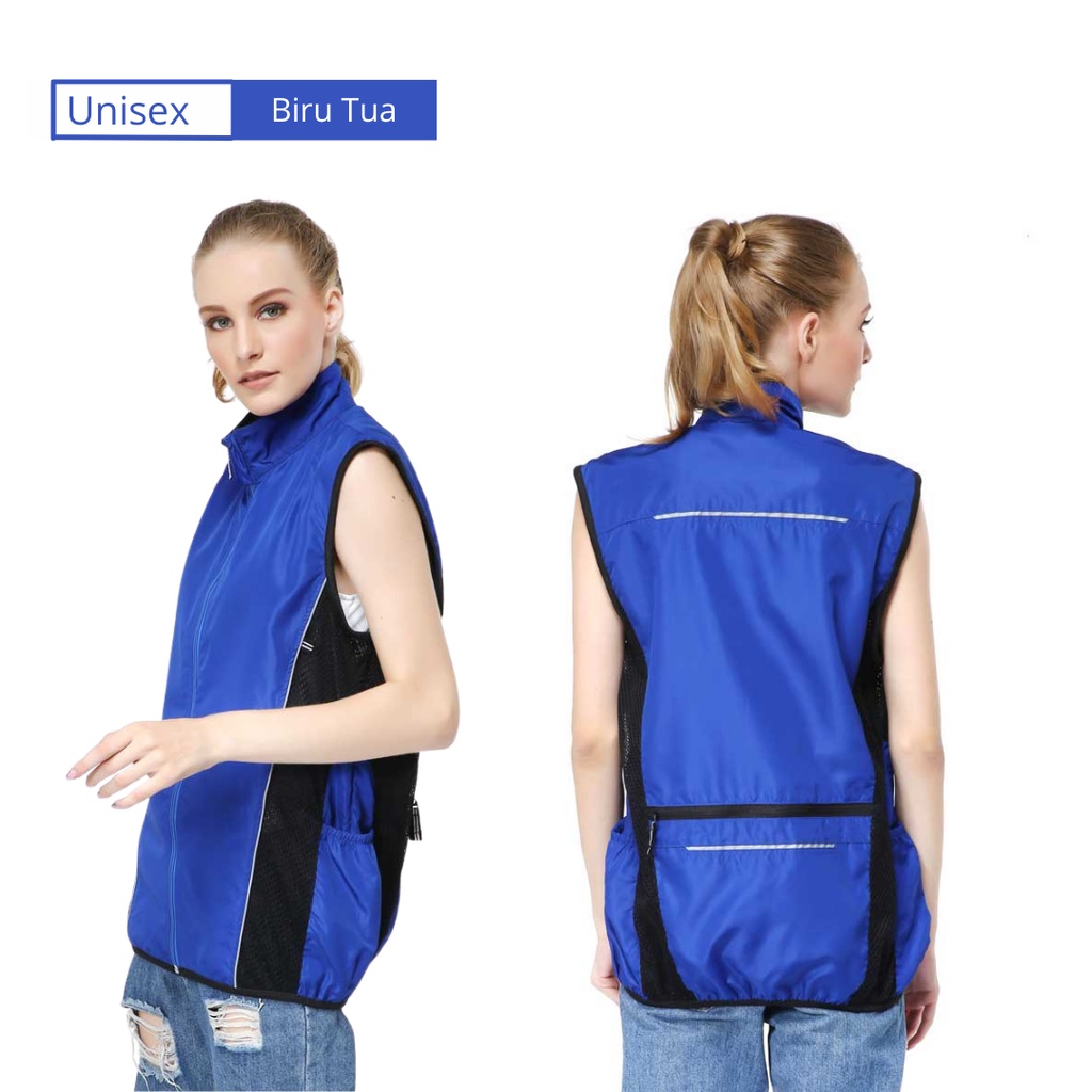 Rompi Trendi pria Parasut Rompi Olahraga Sepeda Running Rompi Wanita Gym Senam Yoga