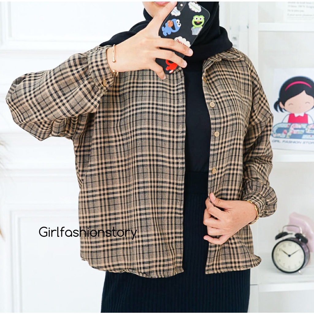 GFS OVERSIZE TARTAN SEMIWOLL SHIRT