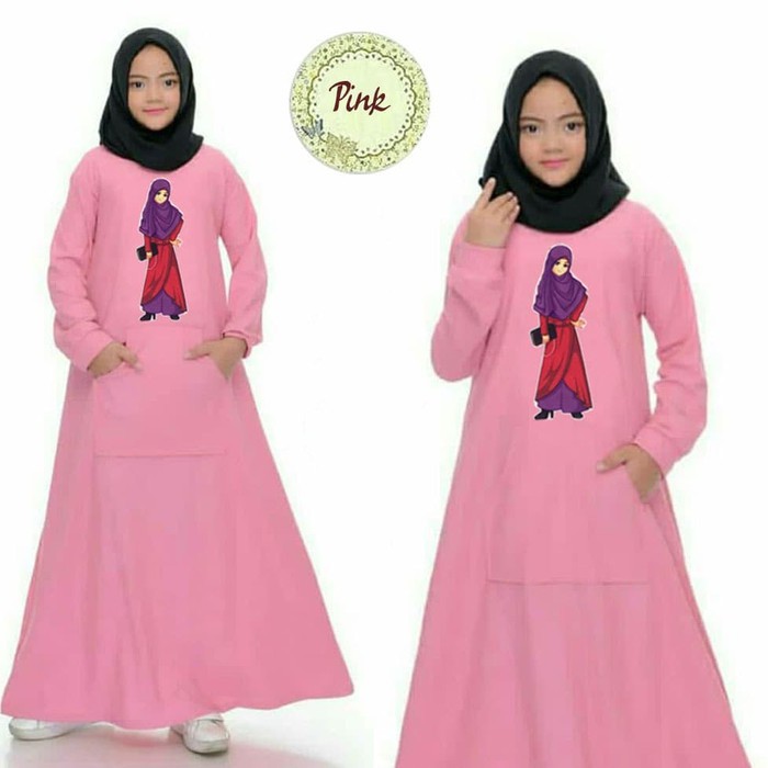 Moana Syari Kids /Gamis Anak Perempuan/Baju Muslim Anak Set - UMUR USIA 8 9 10 11 12 TAHUN
