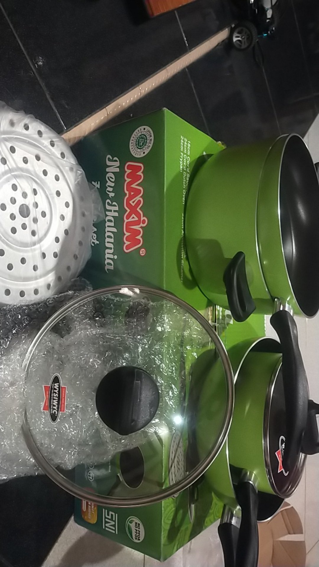 Panci Set Maxim Halania 7pc Wajan Frypan Wok Pan Penggorengan Saucepan Halania Panci Wok Frypan