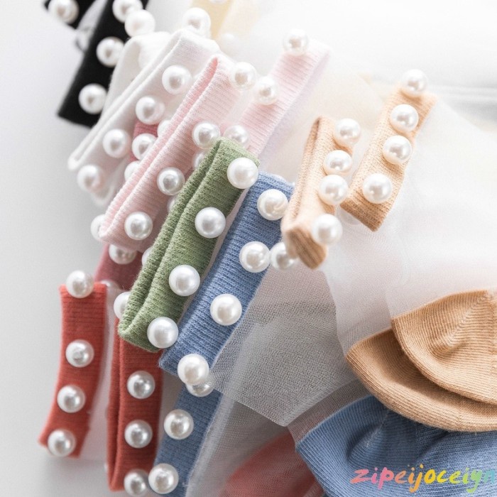 misi- Kaos Kaki Wanita Renda Mutiara Dewasa Socks