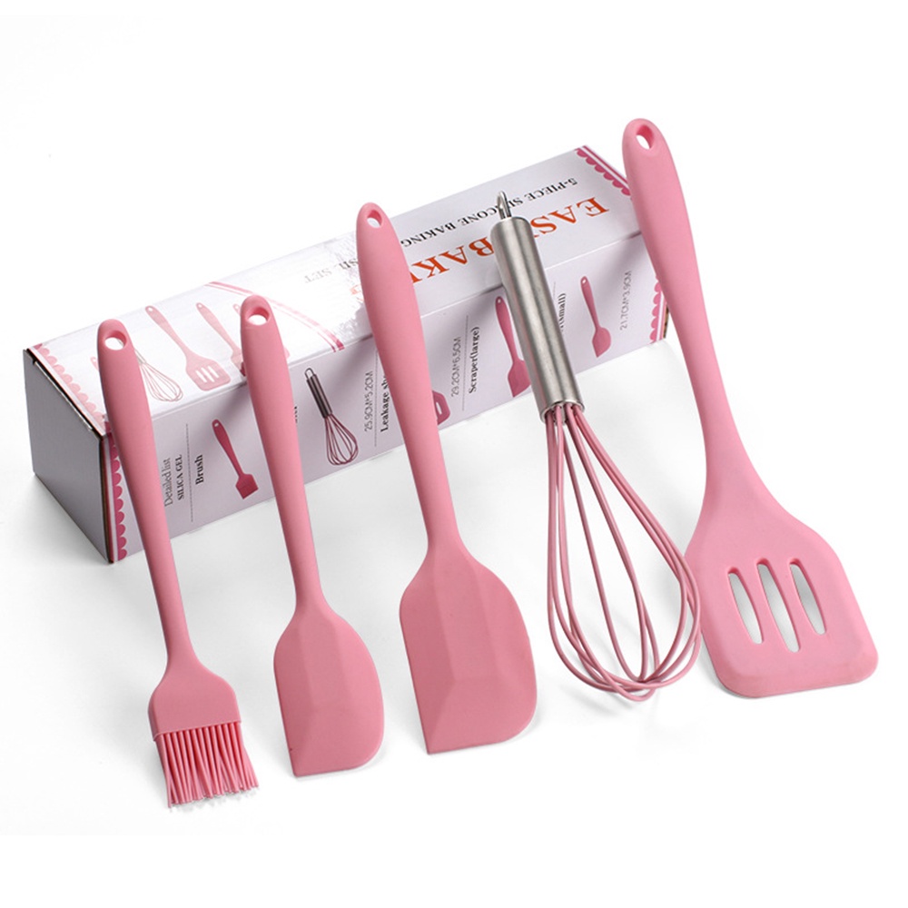 5pcs / Set Alat Pengocok Telur Spatula Kuas Minyak Bahan Silikon Dengan Kotak Untuk Peralatan Dapur