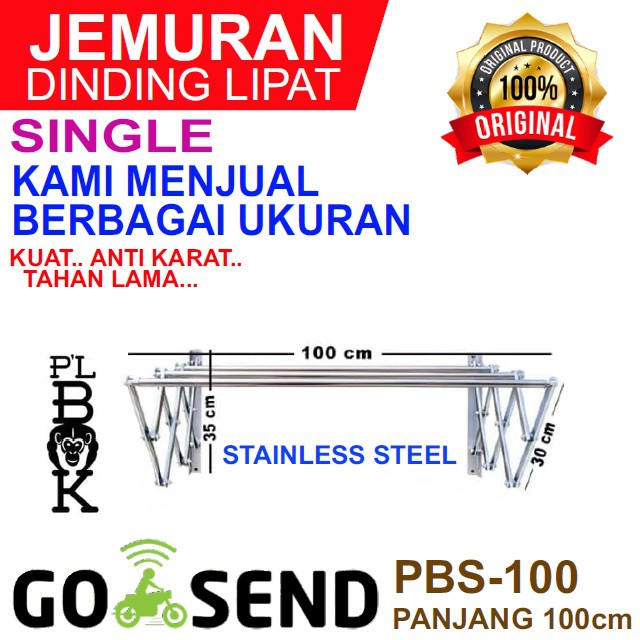 Jemuran Dinding Lipat Jemuran Dinding Stainless PLBOK Single 100 CM