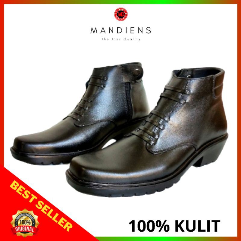 MANDIENS - Sepatu Boots Pria Kulit Asli Medali K186 - Sepatu PDH Sol Tebal Jenggel Gaya Koboi Hiker