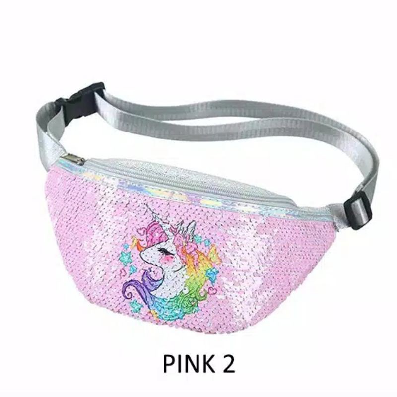 WISTBAG UNICORN IMPORT/TAS SELEMPANG ANAK/WAISTBAG ANAK CEWE/TAS UNICORN SEQUIN IMPORT/TAS SELEMPANG